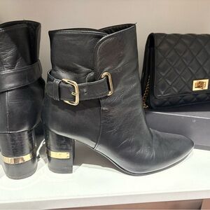 Stuart Weitzman Buckle Leather Ankle Boots, Size 6